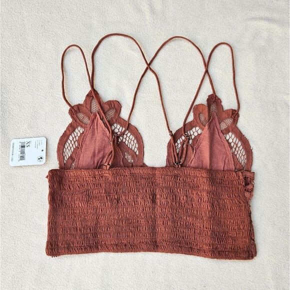 Free People Adella Crochet Lace Plunge Neck Bralette Copper - Picture 9 of 11